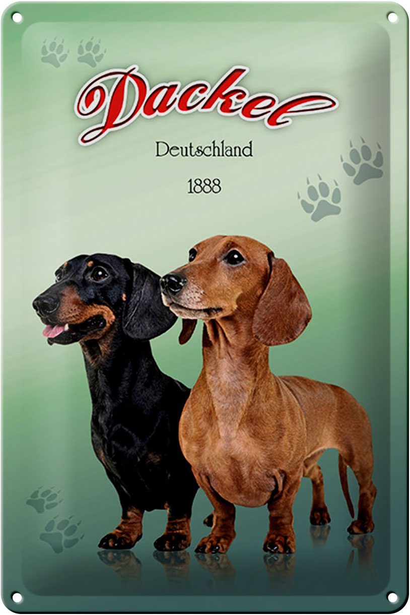 Schild Blech 20x30cm - Made in Germany - Hund Dackel Deutschland 1888 Metall Deko Blechschild