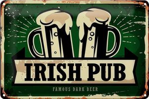 Schild Blech 30x20cm - Made in Germany - Spruch Irish Pub famous dark beer Bier Metall Deko Blechschild