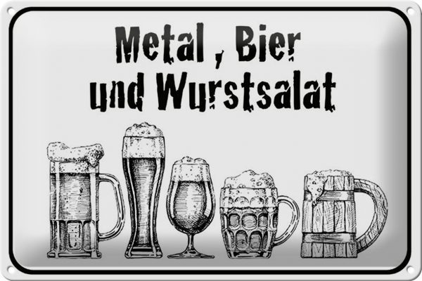 Schild Blech 30x20cm - Made in Germany - Hinweis Bier und Wurstsalat Metall Deko Blechschild
