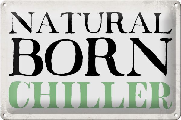 Schild Blech 30x20cm - Made in Germany - Spruch natural born chiller Faultier Metall Deko Blechschild – Bild 2