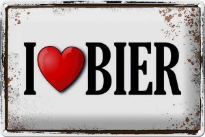 Schild Blech 30x20cm - Made in Germany - Spruch i love Bier Metall Deko Blechschild