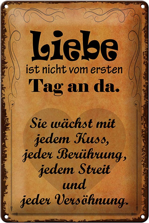 Schild Blech 20x30cm - Made in Germany - Spruch Liebe ist nicht vom ersten Tag Metall Deko Blechschild – Bild 2