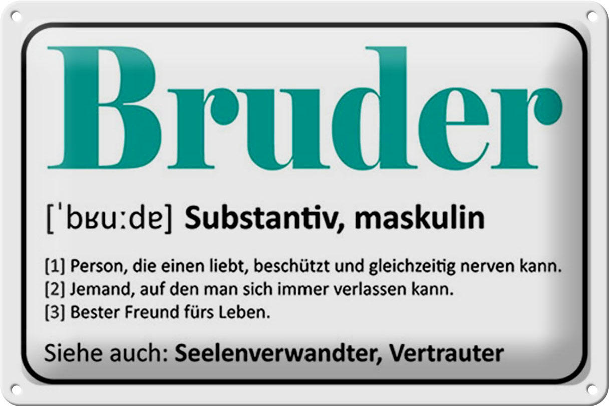 Schild Blech 30x20cm - Made in Germany - Spruch Bruder Person die einen liebt Metall Deko Blechschild
