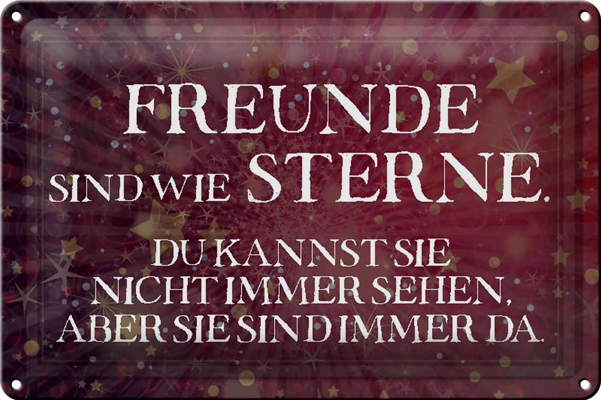 Schild Blech 30x20cm - Made in Germany - Spruch Freunde sind wie Sterne Metall Deko Blechschild