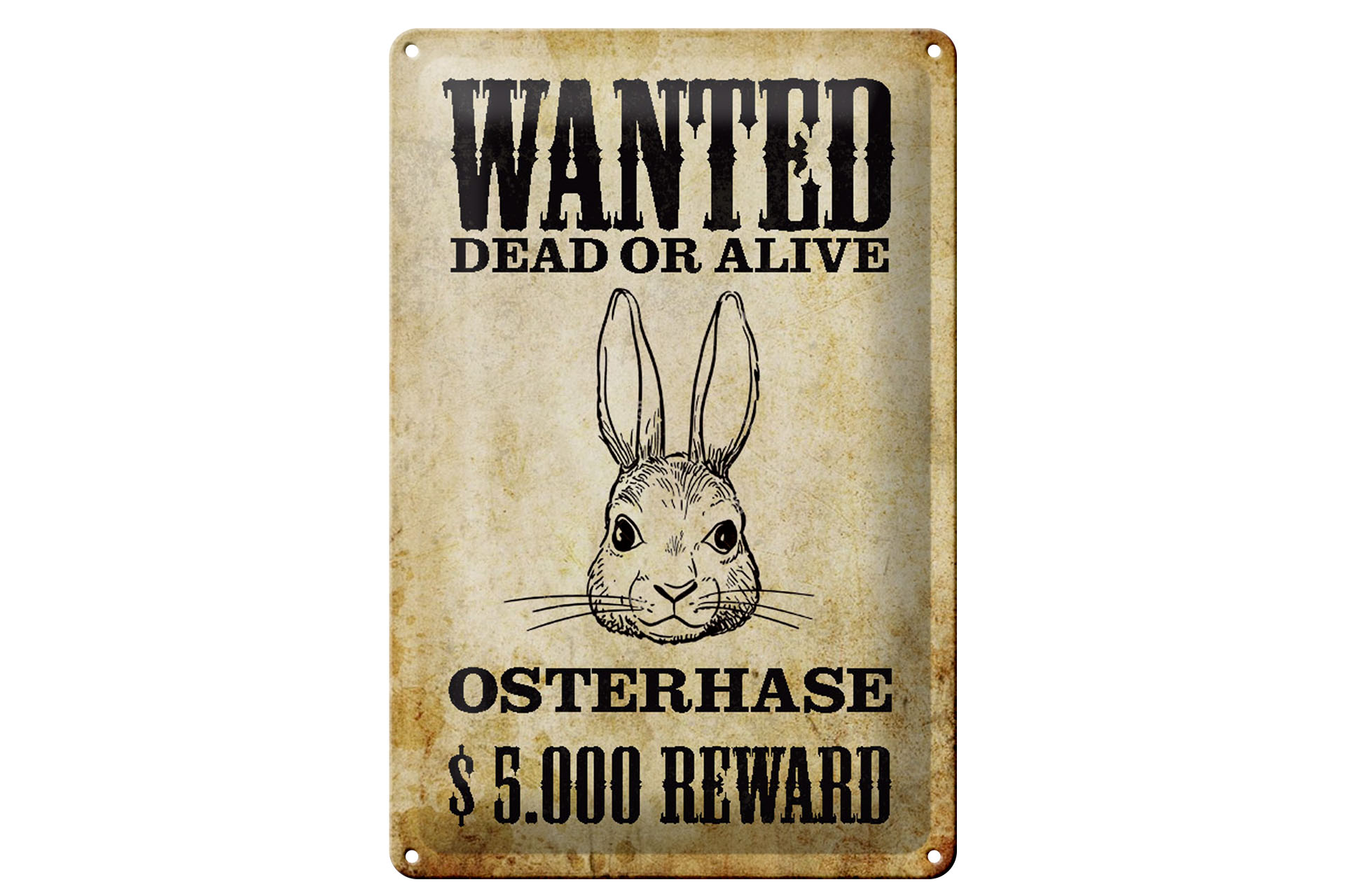 Schild Blech 20x30cm - Made in Germany - Tiere wanted Osterhase