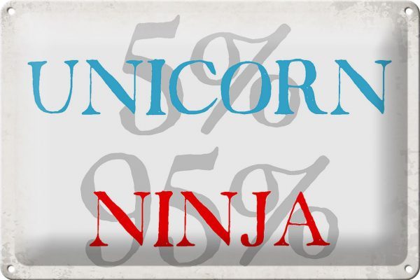 Schild Blech 30x20cm - Made in Germany - Spruch 5% unicorn 95% ninja Metall Deko Blechschild
