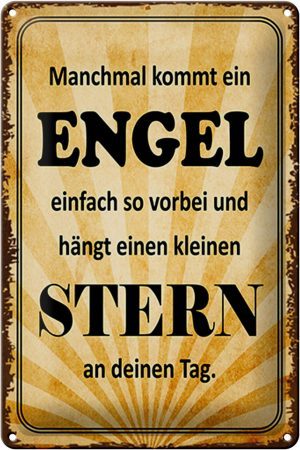 Schild Blech 20x30cm - Made in Germany - Spruch manchmal kommt ein Engel Metall Deko Blechschild