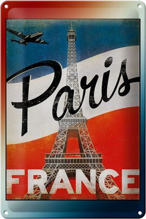 Schild Blech 20x30cm - Made in Germany - Paris Eiffelturm France Metall Deko Blechschild
