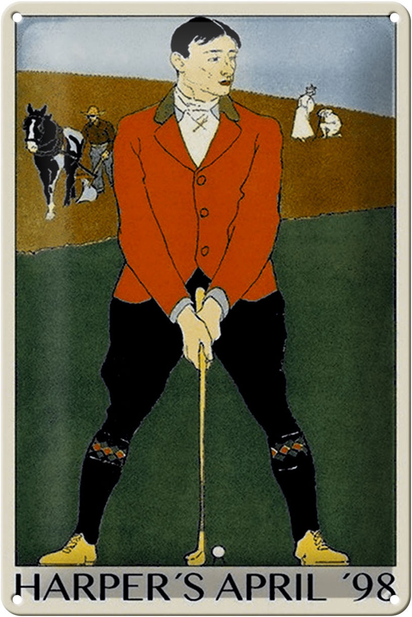 Schild Blech 20x30cm - Made in Germany - Golf Harpers April 98 Metall Deko Blechschild