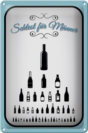 Schild Blech 20x30cm - Made in Germany - Spruch Sehtest für Männer Bier Metall Deko Blechschild