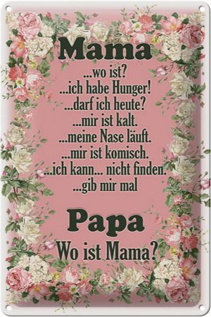 Schild Blech 20x30cm - Made in Germany - Spruch Mama ich habe Hunger ist kalt Metall Deko Blechschild