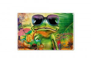 Schild Blech 30x20cm - Made in Germany - Frosch Cocktail Mojito Summer Strand Metall Deko Blechschild