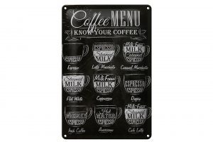 Schild Blech 20x30cm - Made in Germany - Kaffee Coffee Menu Espresso Latte Flat Metall Deko Blechschild