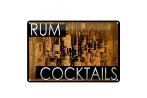 Schild Blech 30x20cm - Made in Germany - Rum Cocktails Metall Deko Blechschild