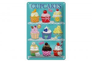 Schild Blech 20x30cm - Made in Germany - Cupcakes Cherry Chocolate banana cream Metall Deko Blechschild