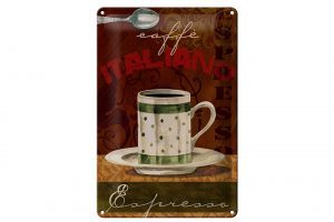 Schild Blech 20x30cm - Made in Germany - Caffe italiano Espresso Tasse