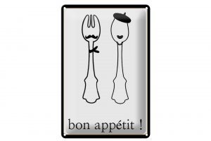 Schild Blech 20x30cm - Made in Germany - Spruch Bon appetit! Metall Deko Blechschild