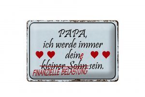 Schild Blech 30x20cm - Made in Germany - Spruch Papa ich werde dein kleiner Sohn Metall Deko Blechschild