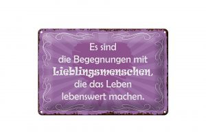 Schild Blech 30x20cm - Made in Germany - Spruch Begegnungen Lieblingsmenschen Metall Deko Blechschild