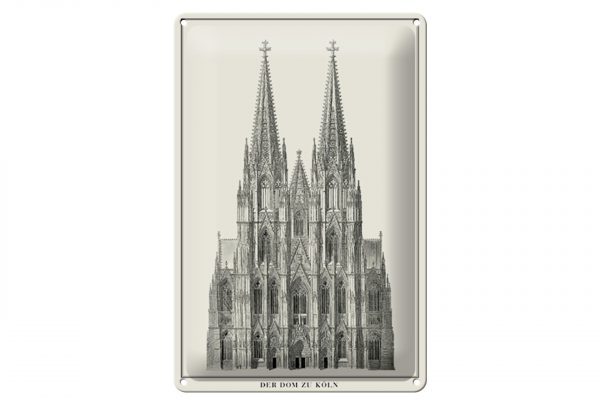 Schild Blech 20x30cm - Made in Germany - Zeichnung der Dom zu Köln Kölner Dom