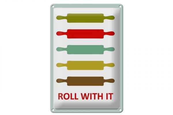 Schild Blech 20x30cm - Made in Germany - Küche Nudelholz Rolling pin roll with Metall Deko Blechschild