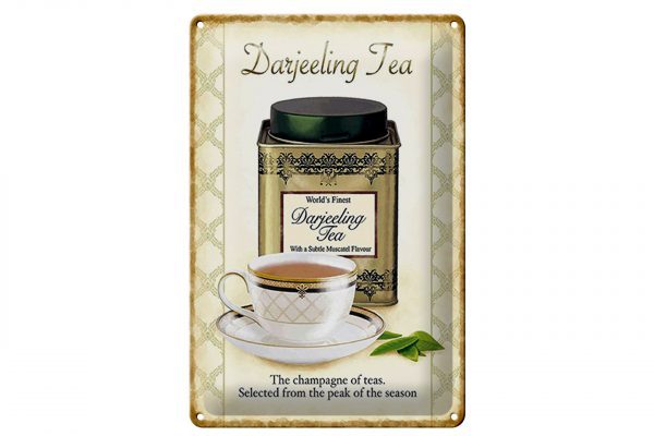 Schild Blech 20x30cm - Made in Germany - Tee Darjeeling Tea champagne of teas Metall Deko Blechschild
