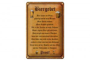 Schild Blech 20x30cm - Made in Germany - Bier Biergebet unser im Glase Prost Metall Deko Blechschild