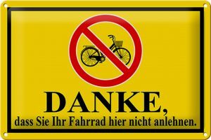 Schild Blech 30x20cm - Made in Germany - Danke, dass Sie Fahrrad nicht anlehnen Metall Deko Blechschild