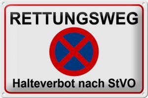 Schild Blech 30x20cm - Made in Germany - Rettungsweg Halteverbot nach StVO Metall Deko Blechschild