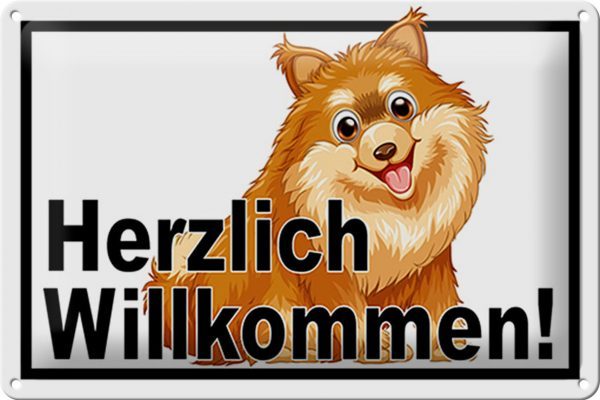 Schild Blech 30x20cm - Made in Germany - Herzlich Willkommen Metall Deko Blechschild