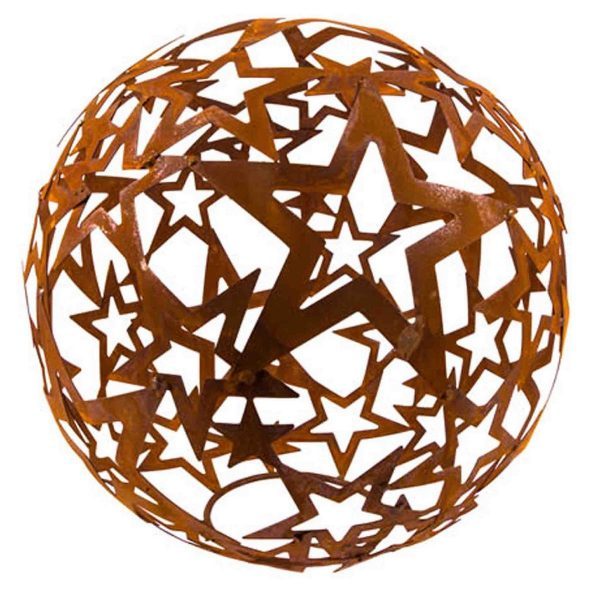 Weihnachtsdeko Kugel aus Sterne | Metall rostige Gartenkugel