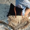 Beige Umhängetasche mit Fransen Strandtasche Einkaufstasche SUMBAWA – Bild 3