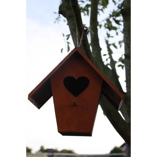 Vogelfutterhaus mit Herz | Gartendeko Rost Vogelhaus – Bild 2