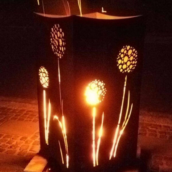 Feuerkorb mit Pusteblumen | Feuerstelle aus Metall Edelrost für Garten und Terrasse – Bild 4