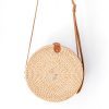 Runde Rattantasche Beige handgemachte Umhängetasche mit Kunstlederriemen Umhängetasche Boho Bali Tasche SENJA (natur) – Bild 2