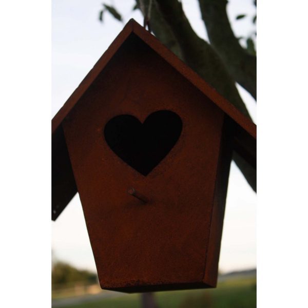 Vogelfutterhaus mit Herz | Gartendeko Rost Vogelhaus – Bild 3