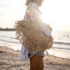Beige Umhängetasche mit Fransen Strandtasche Einkaufstasche SUMBAWA – Bild 5
