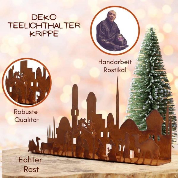 Weihnachten | Kerzenhalter /Weihnachtskrippe Kerzenständer | in zwei Größen | Rost Deko – Bild 2