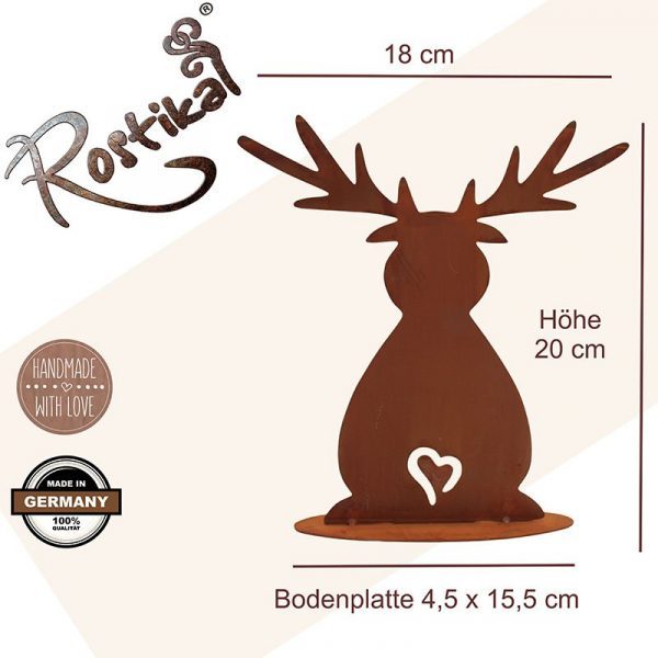 Weihnachten | Elch Rost Weihnachtsdeko Figur | auf Bodenplatte – Bild 2