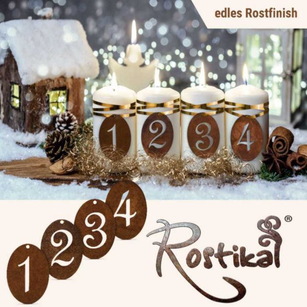 Rost Metall Adventsdeko Zahlen 1 - 4 | Weihnachtsdeko Adventzahlen – Bild 5