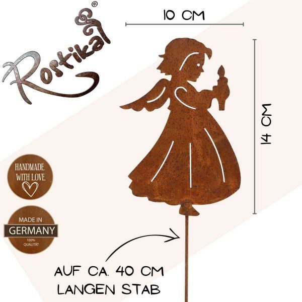 Weihnachtsdeko Engel mit Kerze | Rost Deko Engel Figur – Bild 5