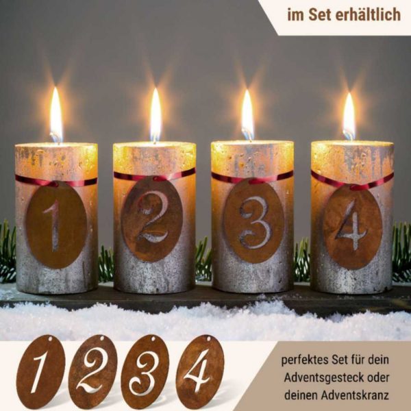 Rost Metall Adventsdeko Zahlen 1 - 4 | Weihnachtsdeko Adventzahlen – Bild 4