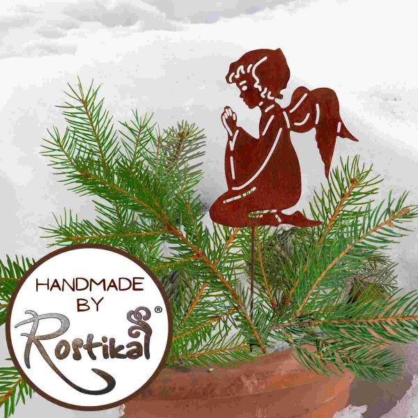 Rost Deko Metall Schutzengel | Weihnachtsdeko Engel betend – Bild 4