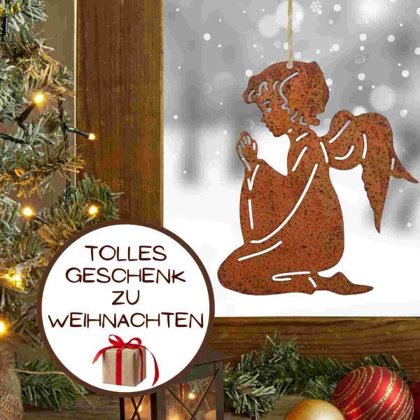 Rost Deko Metall Schutzengel | Weihnachtsdeko Engel betend – Bild 2