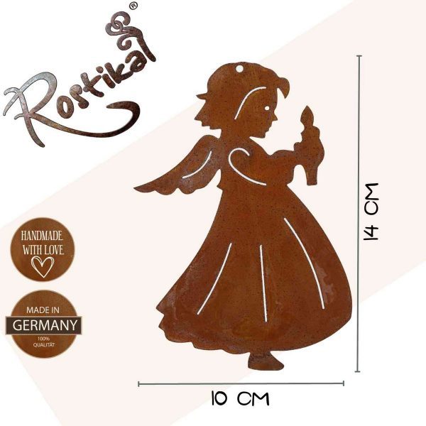 Weihnachtsdeko Engel mit Kerze | Rost Deko Engel Figur – Bild 4
