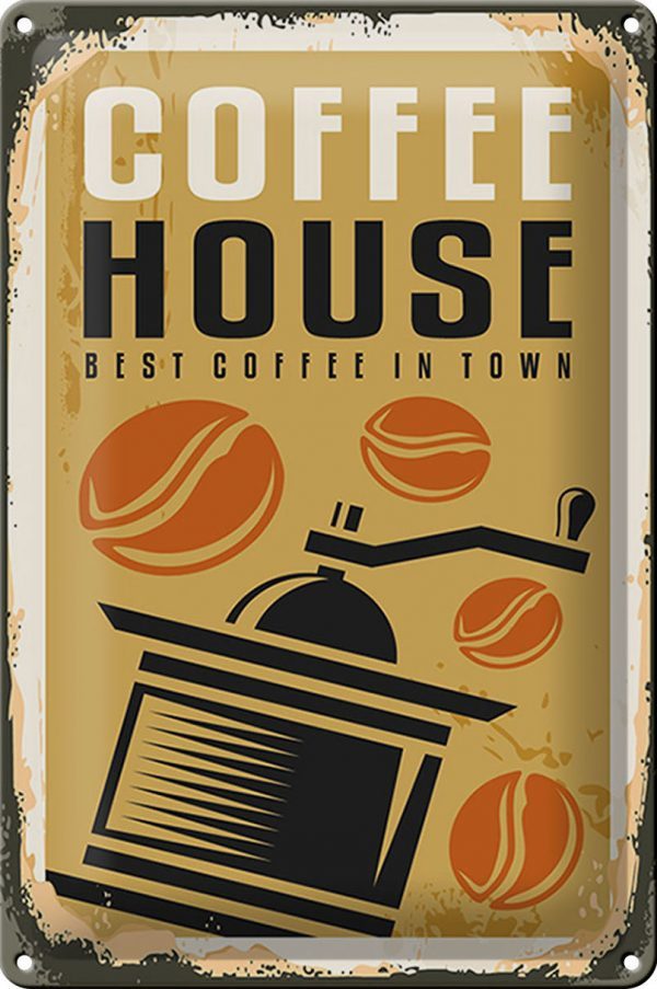 Schild Blech Retro -Made in Germany- 20x30cm Kaffee Coffee House best in town Metall Deko Blechschild