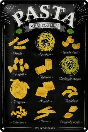 Schild Blech -Made in Germany- Pasta 20x30cm Nudeln what you like Essen Metall Deko Blechschild