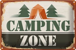 Schild Blech -Made in Germany- Camping 30x20cm Camping Zone Outdoor Metall Deko Blechschild