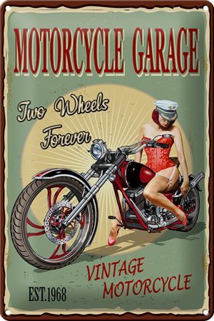 Schild Blech Pinup -Made in Germany- 20x30cm Retro Motorcycle Garage Metall Deko Blechschild