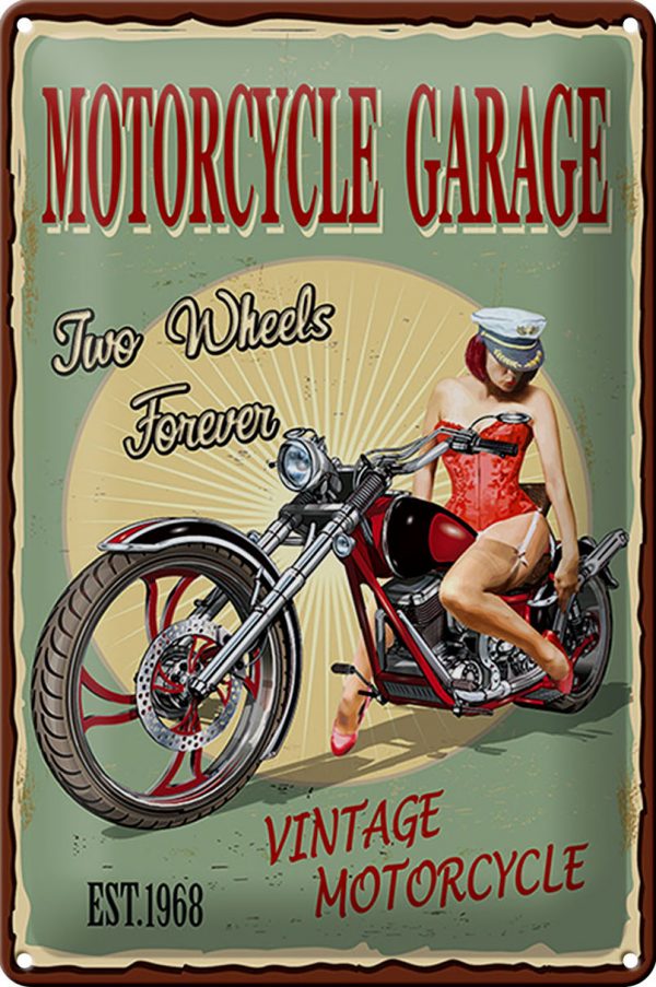 Schild Blech Pinup -Made in Germany- 20x30cm Retro Motorcycle Garage Metall Deko Blechschild